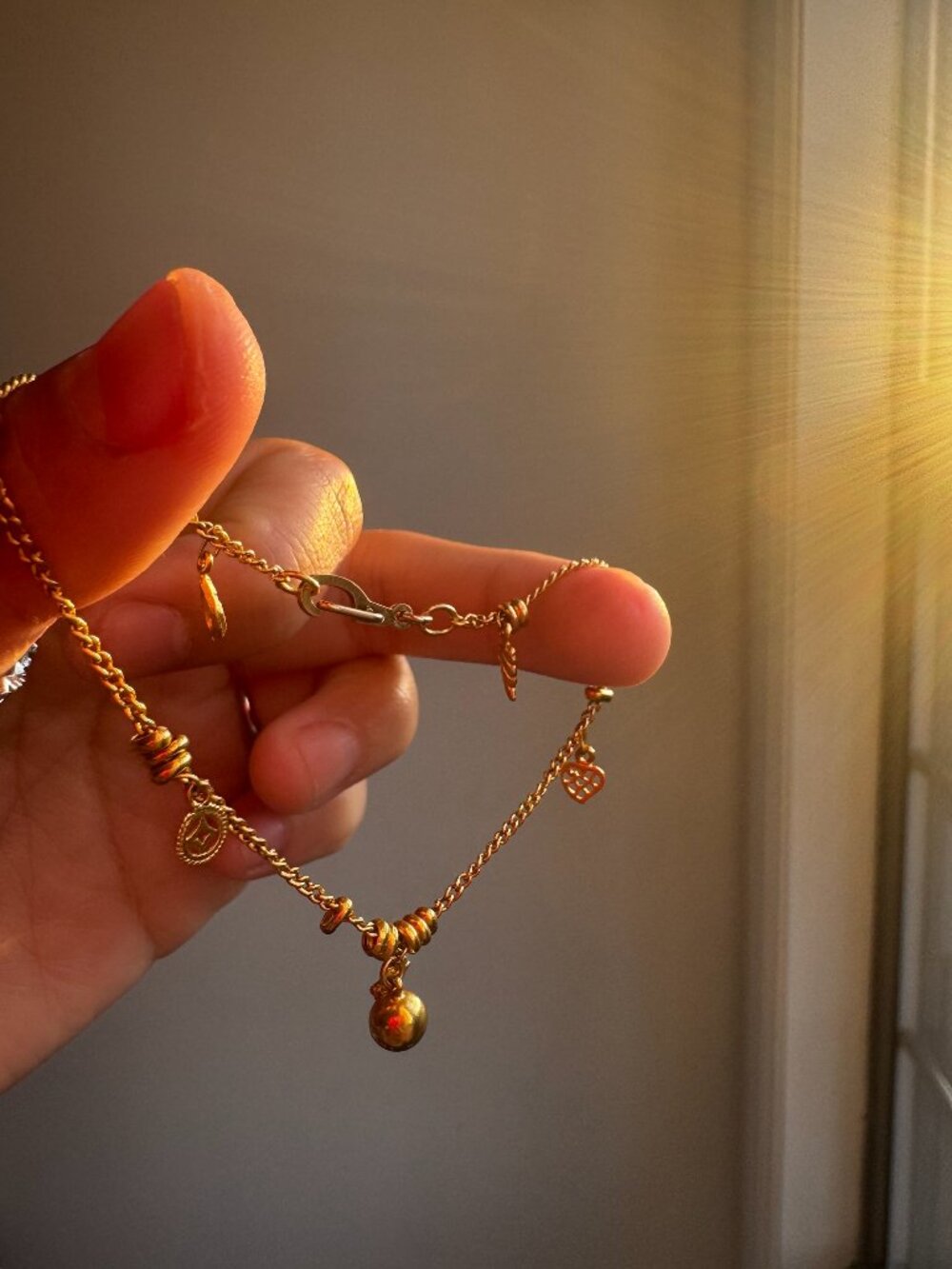 Vintage Rare 999 24k Charm Dainty Bracelet or Anklet 8"